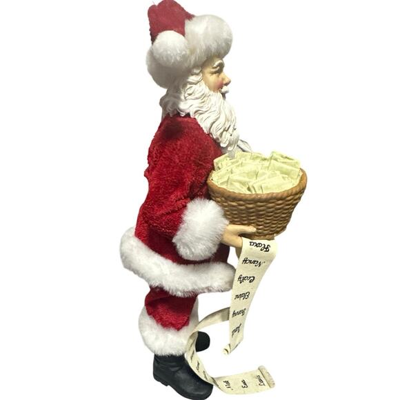 Santa Figurine Holding a Basket of Letters Quill & Nice List &checking it twice - Picture 2 of 6